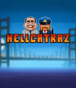 Dive into the exciting world of the Hellcatraz game by Relax Gaming, featuring a quirky prisoner and a guard with the infamous Alcatraz prison and San Francisco skyline in the background. This image portrays the fun and humor of an escape-themed game, great for fans of retro gaming, delivering a captivating gaming experience. 