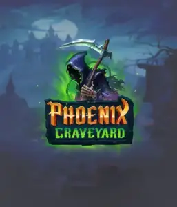 ELK Studios' Phoenix Graveyard game screen, showcasing the mystical graveyard and the legendary phoenix rising from the ashes. The visual highlights the slot's innovative expanding reels, enhanced by its gorgeous symbols and gothic theme. It vividly depicts the game's legend of the phoenix's revival, making it enticing for those interested in mythology.